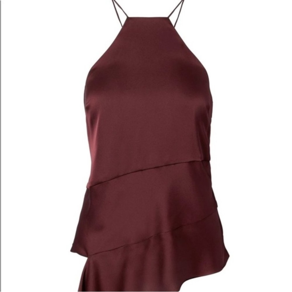 Banana Republic Wine Asymmetrical Satin  Top